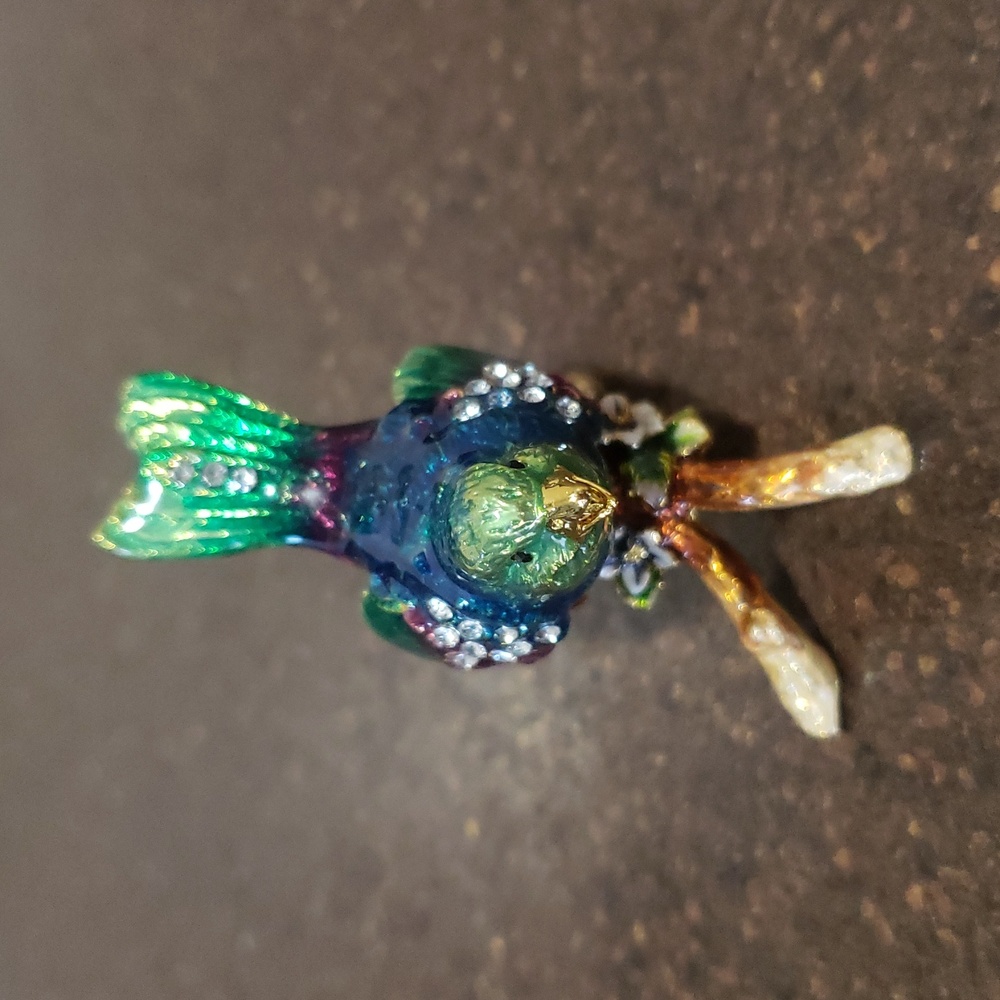 Hand Painted Enamel Bird Brass Trinket Home Decor Figurine Keepsake Collectible - Picture 3 of 10